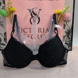 Victoria Secret Lacie Lightly Lined Underwired Demi Bra 34B Jet Black